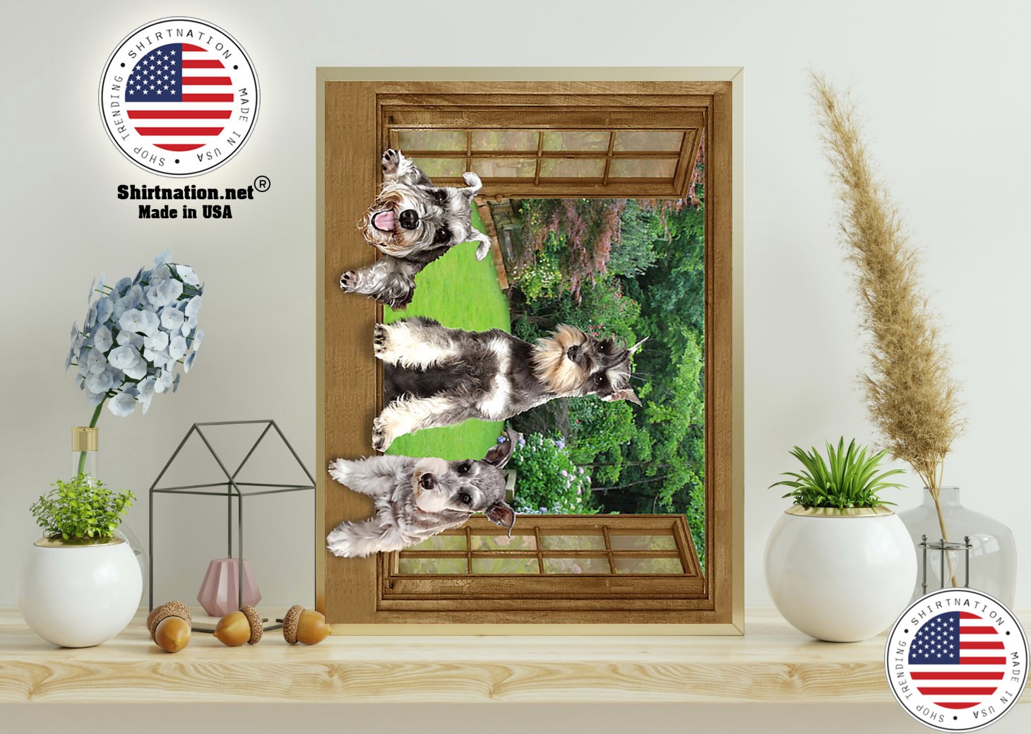 Schnauzer dog view window poster 11