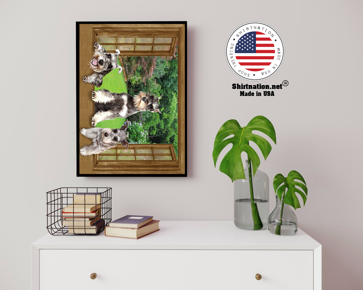 Schnauzer dog view window poster 14