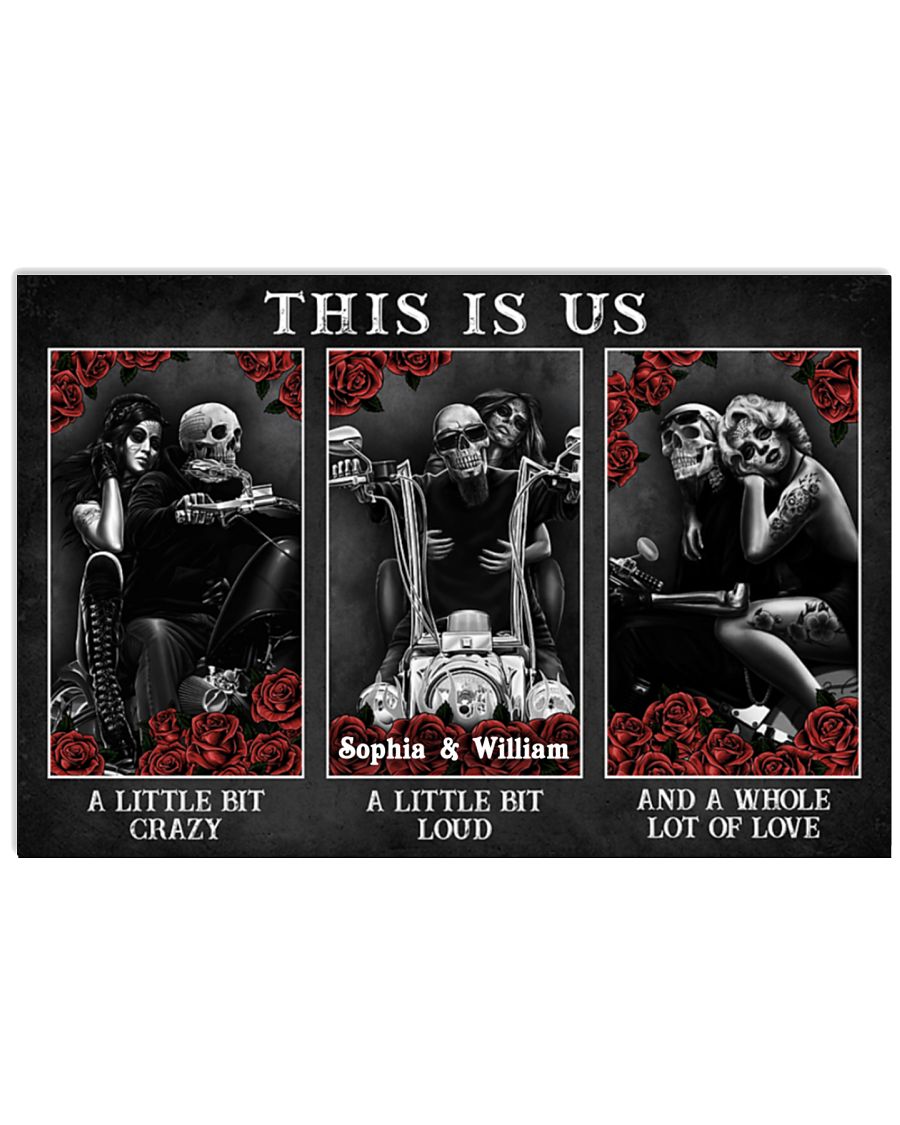 Skull Skeleton motorbike this is us a little bit of crazy custom personalized name poster