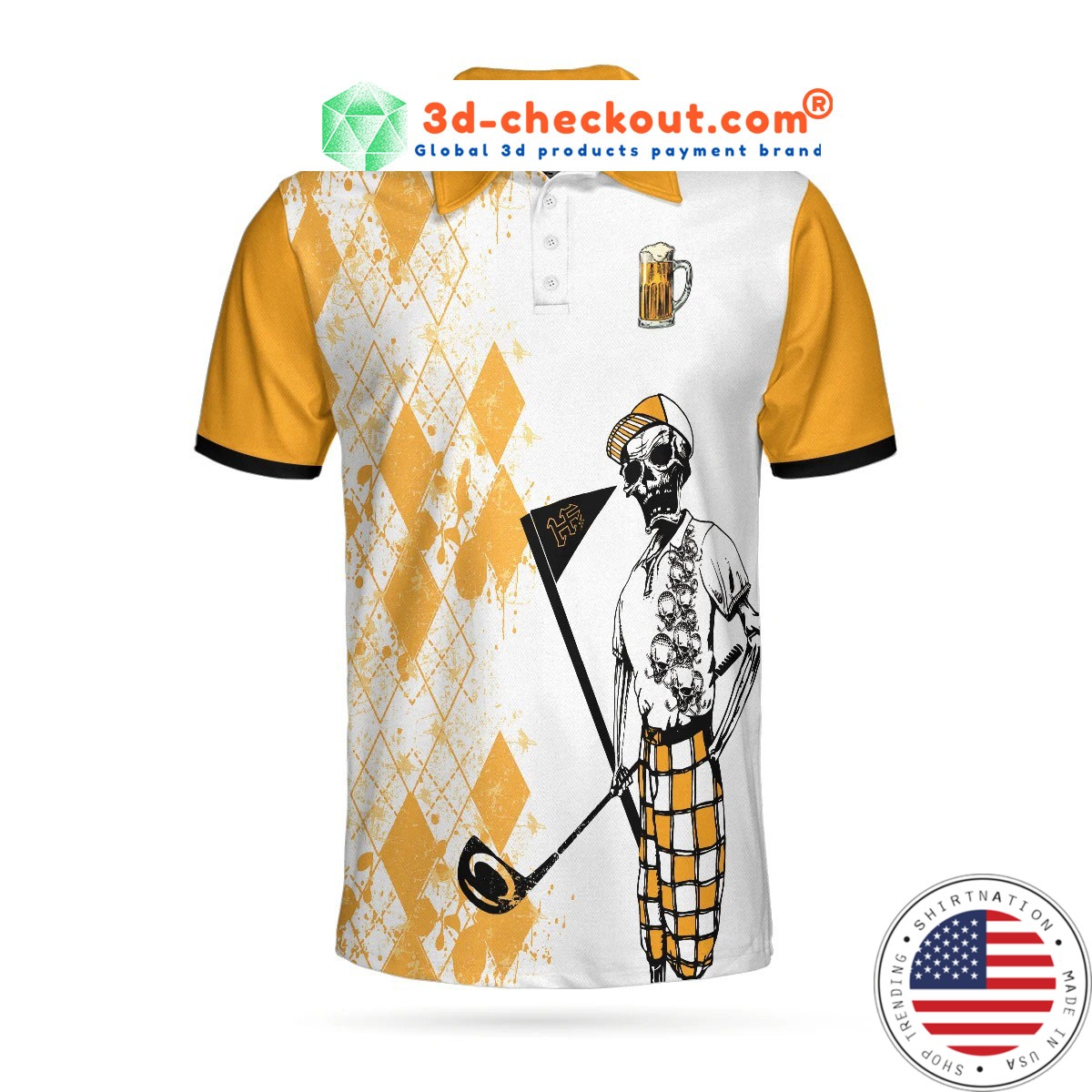 Skeleton weekend forecast colfing with a chance of dringking polo shirt2