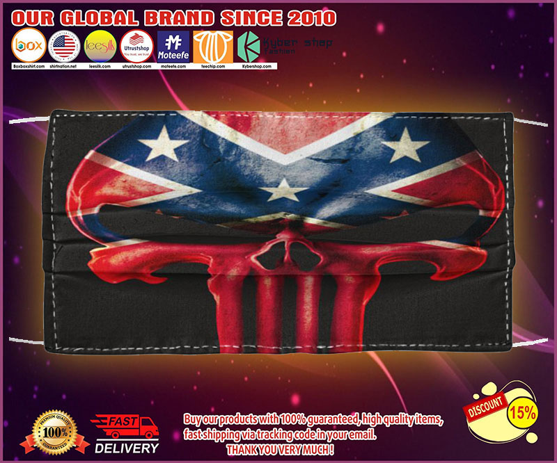 Skull Confederate battle flag face mask