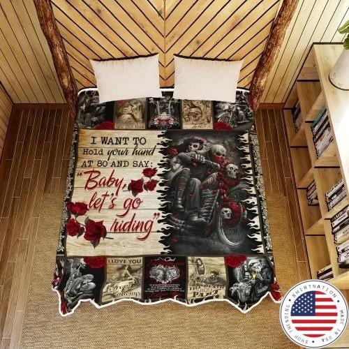 Skull biker I want to hold your hand blanket2