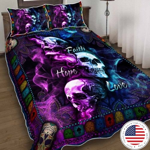 Skull faith hope love bedding set