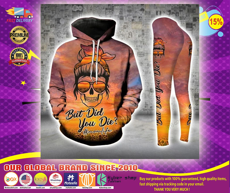 Skull momlife but did you die sunflower 3D hoodie and legging1
