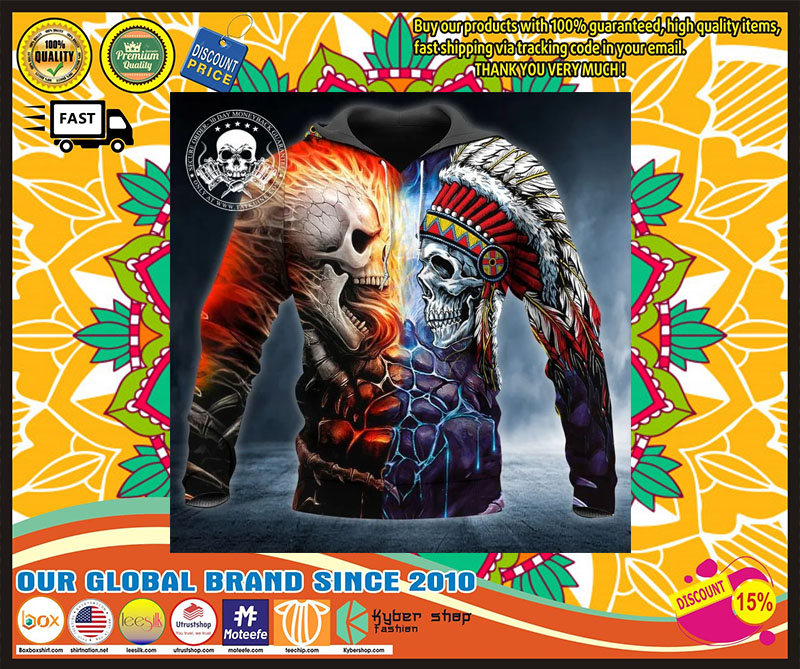 Skull war native 3D hoodie