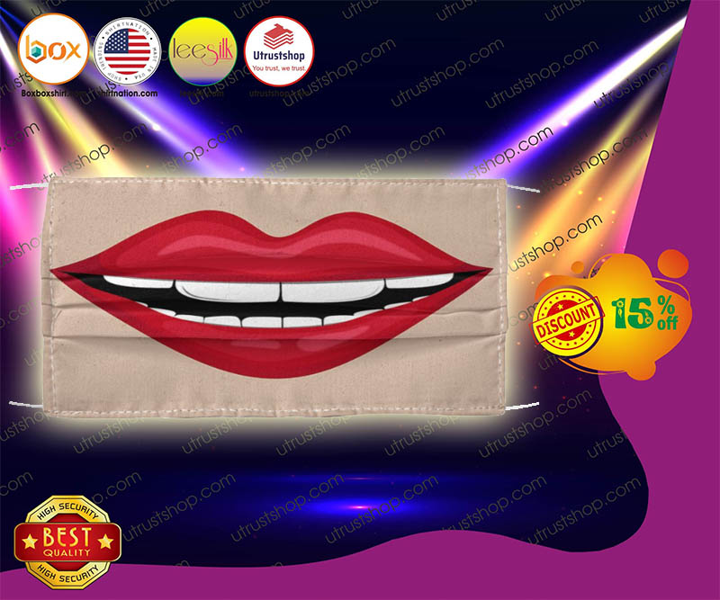Smile red lip white teeth face mask