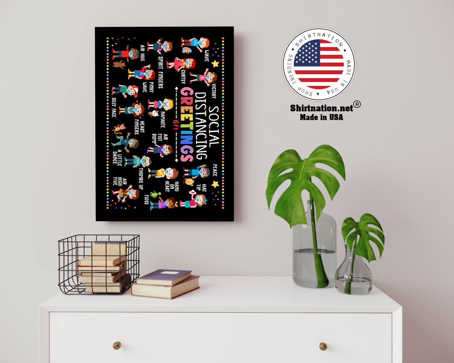 Social distancing greetings 6 feet away poster 14