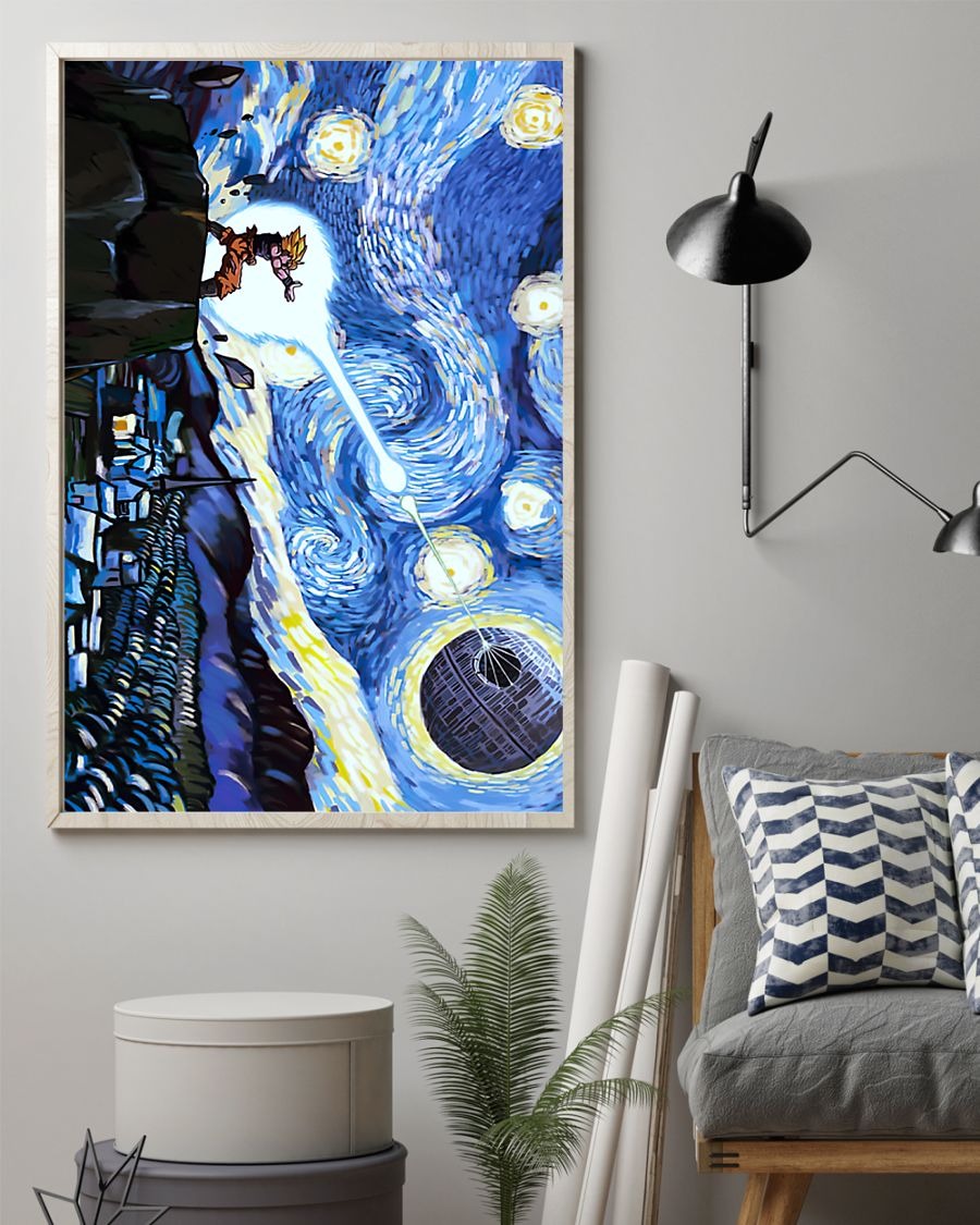 Son goku death star starry night poster