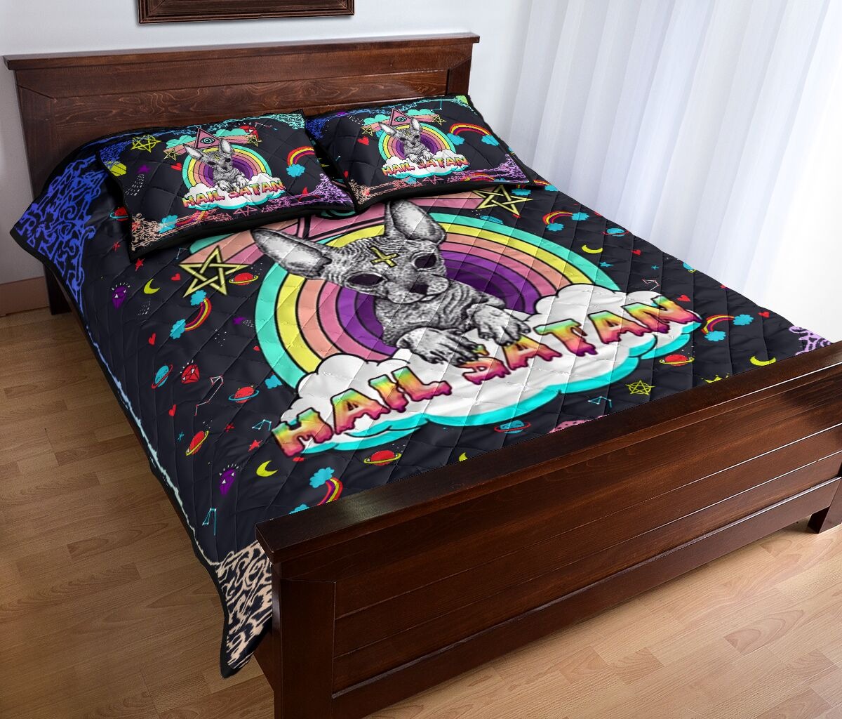 Sphyn hail satan quilt bedding set2