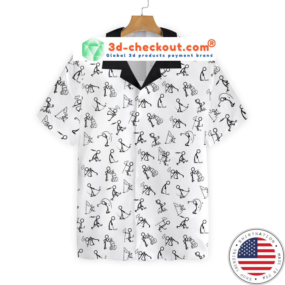 Stickfigures playing golf hawaiian shirt2