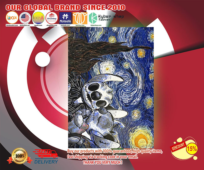 Stitch Jack Skellington starry night van Gogh poster
