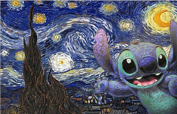 Stitch Starry night Van Gogh poster