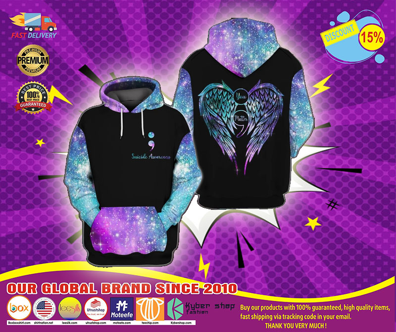 Suicide awareness you matter 3D over print hoodie1