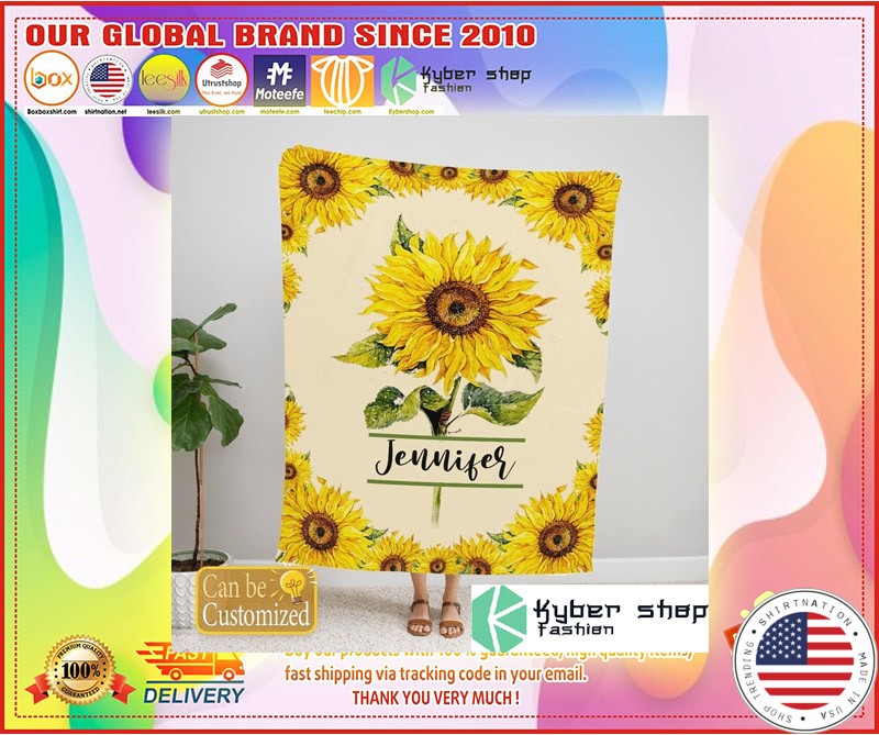 Sunflower custom personalized name blanket 4