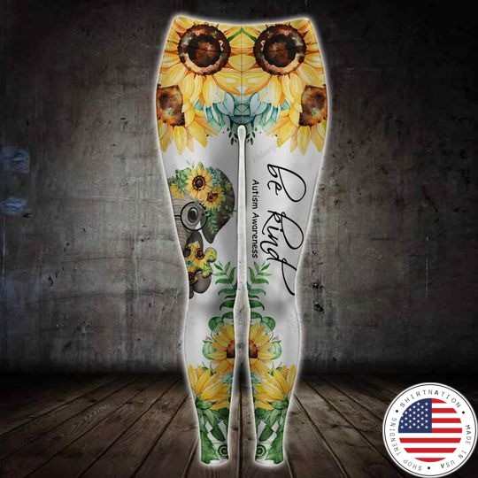 Sunflower elephant be kind autism awareness 3D hoodie and legging 4