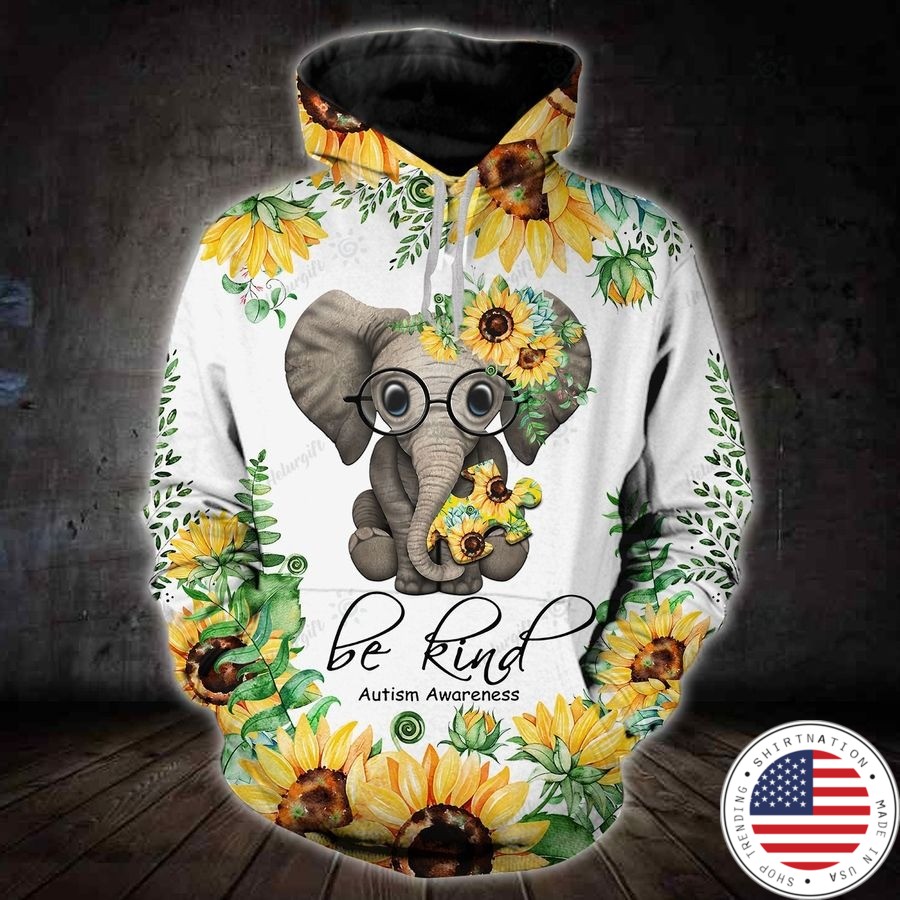 Sunflower elephant be kind autism awareness 3D hoodie and legging2