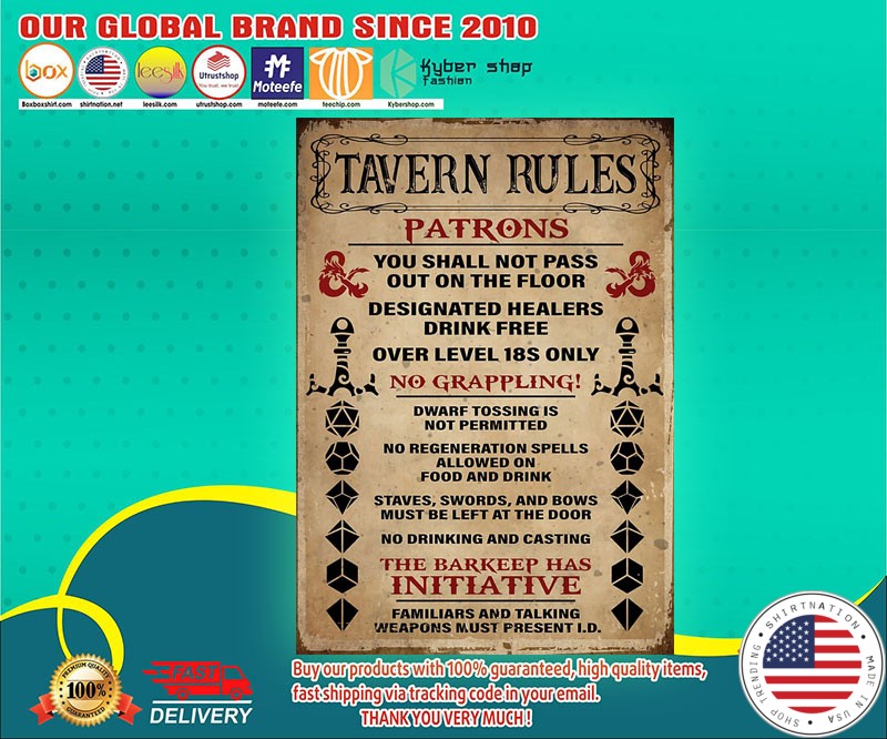 Tavern rules patrons poster