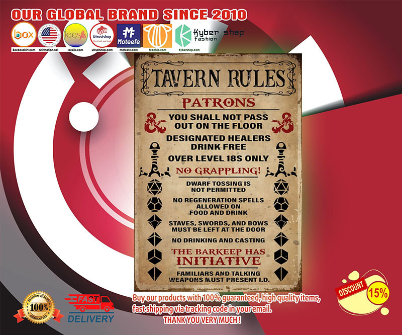 Tavern rules patrons poster