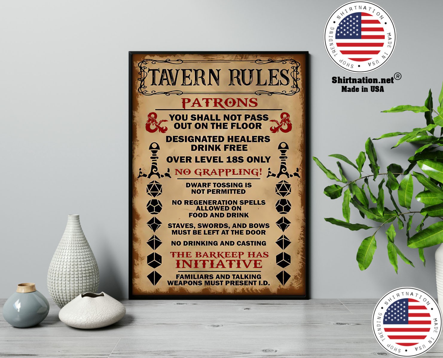 Tavern rules patrons you shall not pass out on the floor poster 13