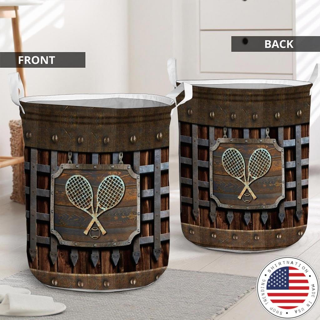 Tennis faux metal print basket laundry2
