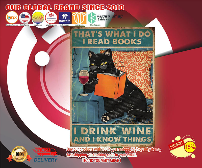 Cat that's what I do I know things I drink wine poster