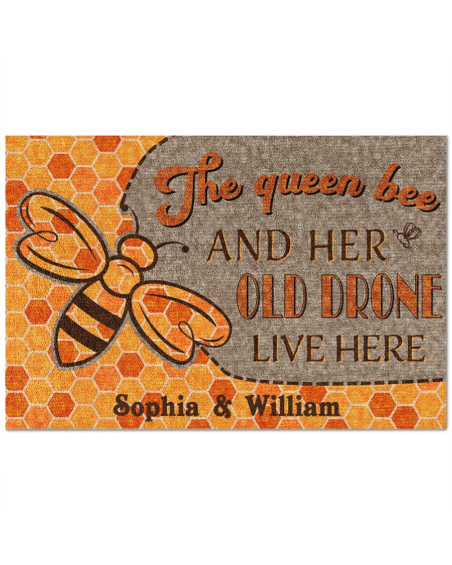 The queen bee and her old drone live here doormat