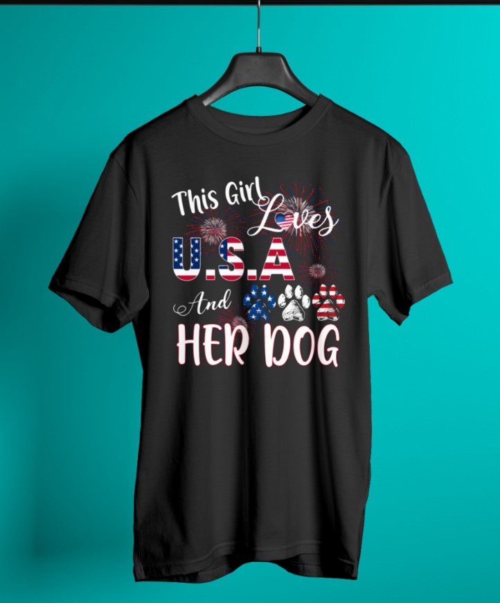 This girl loves USA and her dog shirt