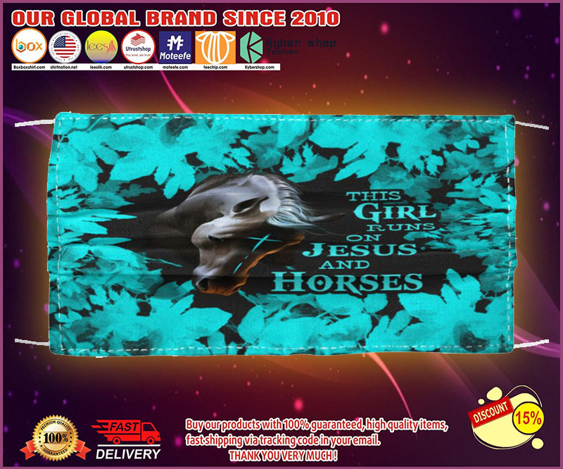 This girl runs on Jesus and Horses face mask