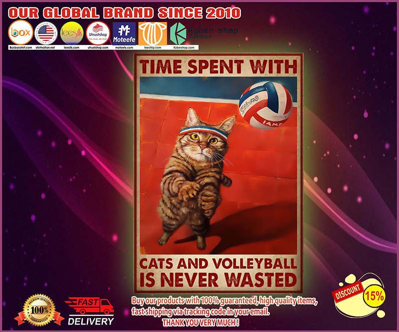 Time spent with cats and volleyball is never wasted poster