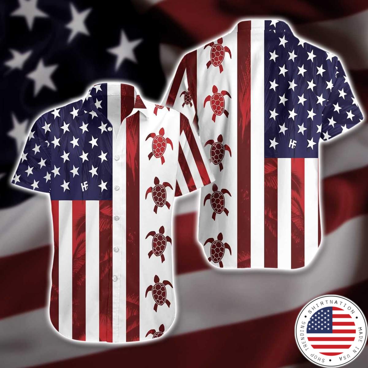 Turtle Flag American Hawaiian Shirt5