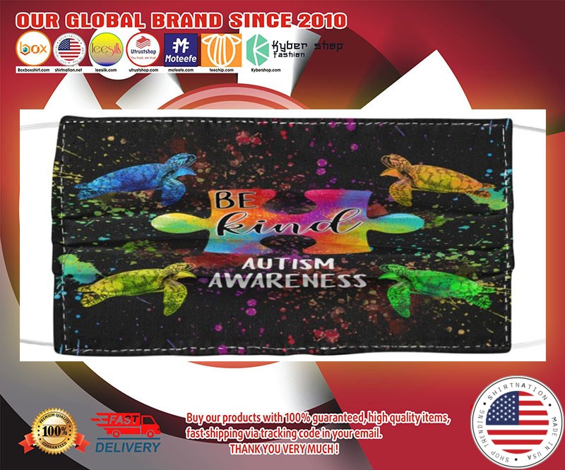Turtle be kind autism awareness face mask