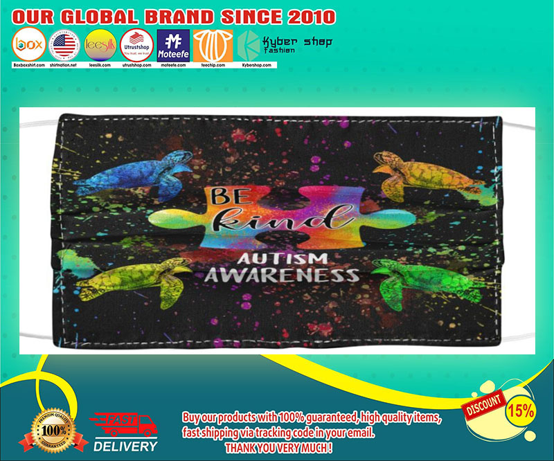 Turtle be kind autism awareness face mask