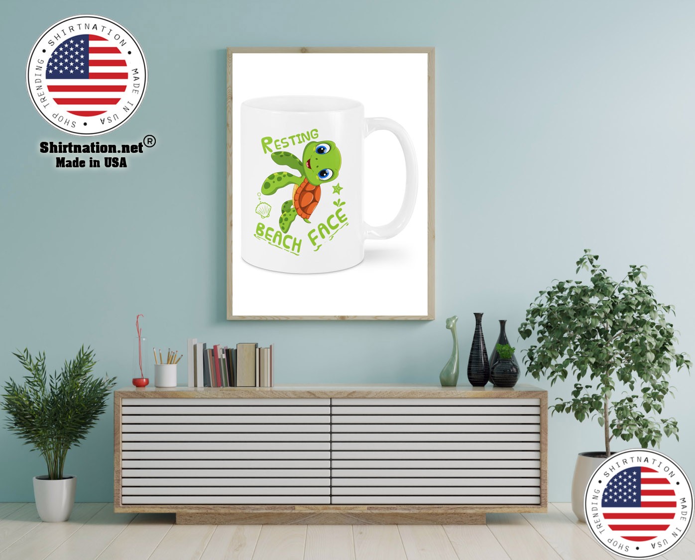 Turtle resting beach face mug 13
