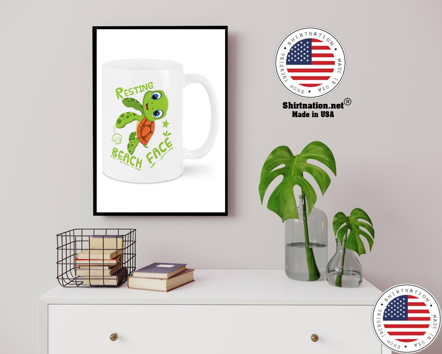 Turtle resting beach face mug 14