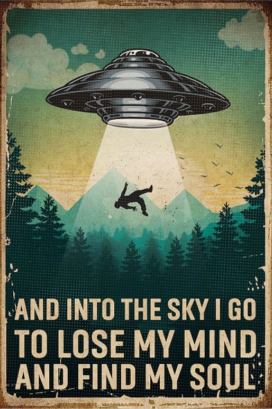 UFO and into the sky i go to lose my mind and find my soul poster