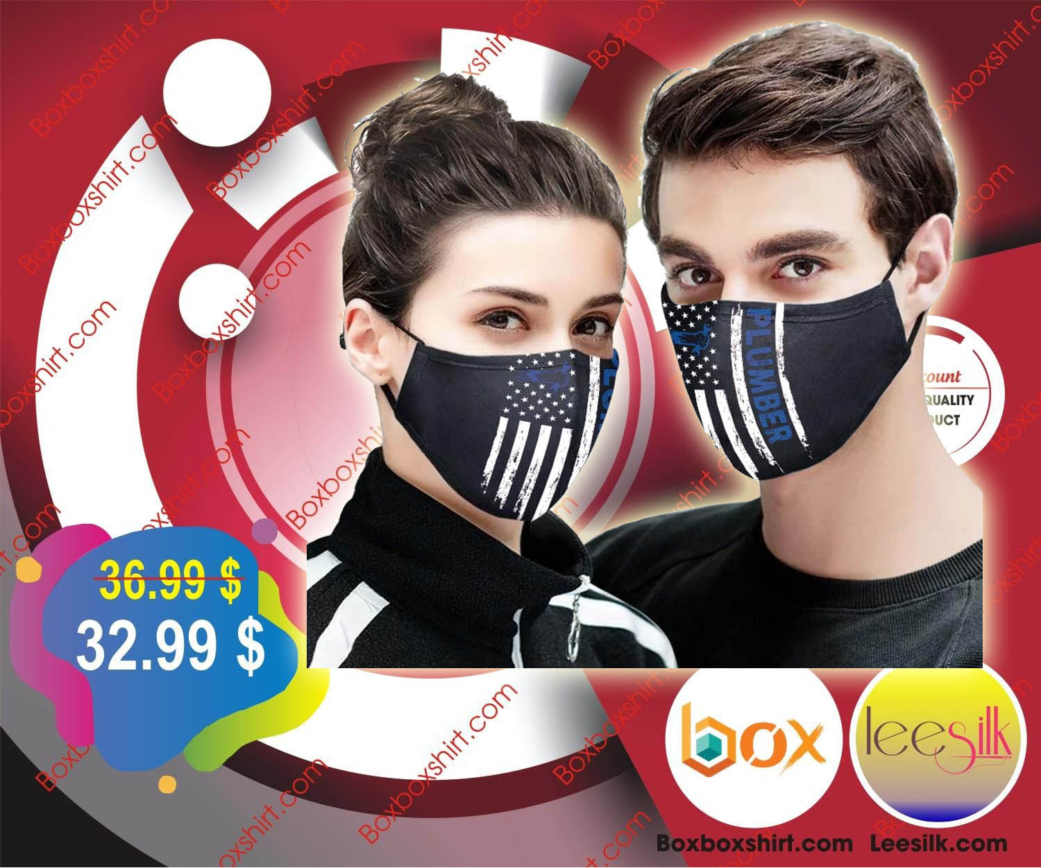 USA American Flag Plumber cloth fabric face mask