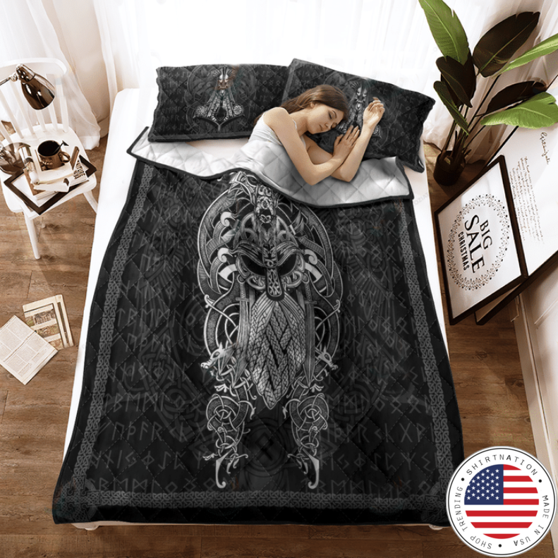 Viking Odin tattoo bedding set2