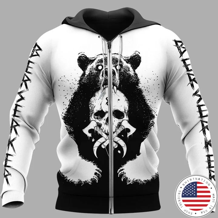 Viking and bear 3D hoodie 4