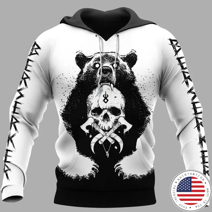 Viking and bear 3D hoodie