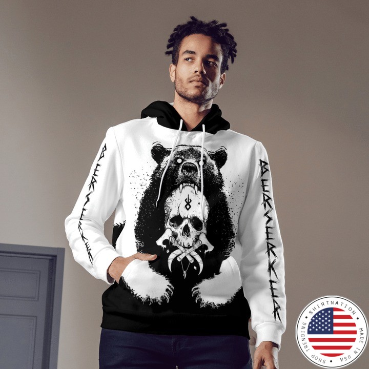 Viking and bear 3D hoodie3