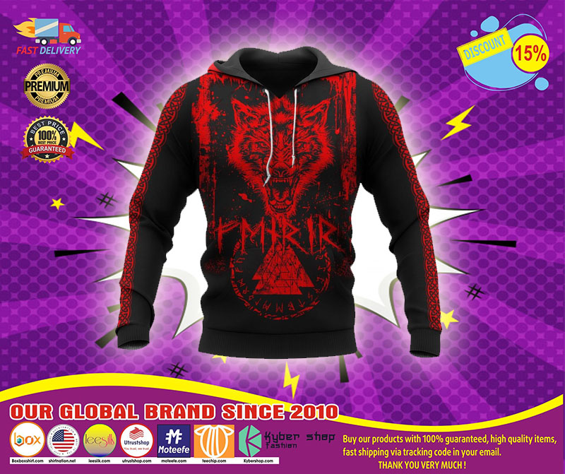 Viking fenrir wolf 3D hoodie1