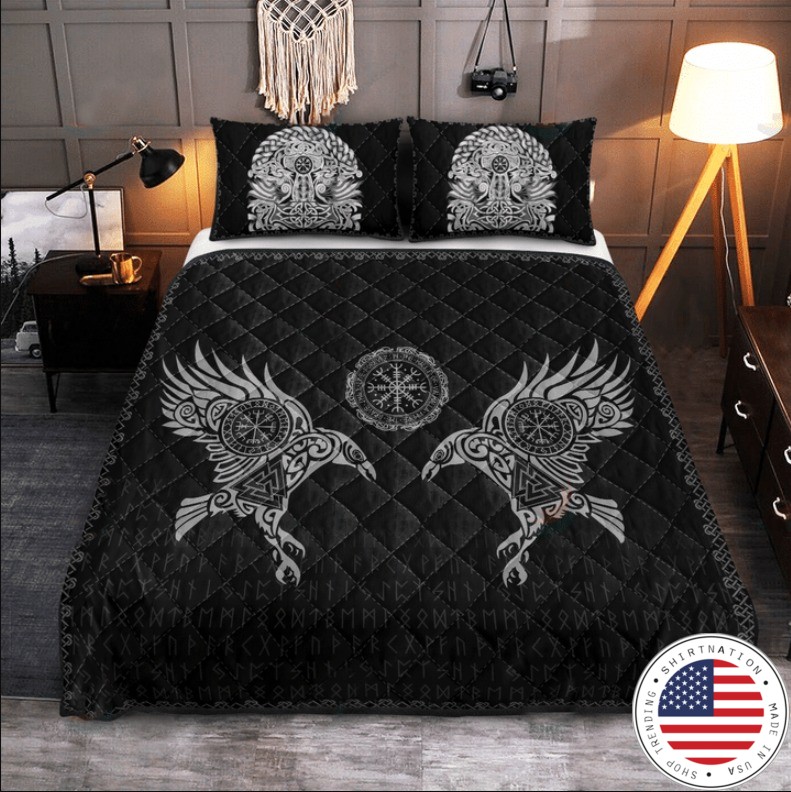 Viking the raven of Odin tattoo bedding set 4