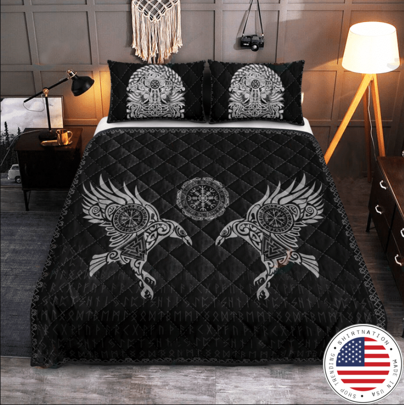 Viking the raven of Odin tattoo bedding set2
