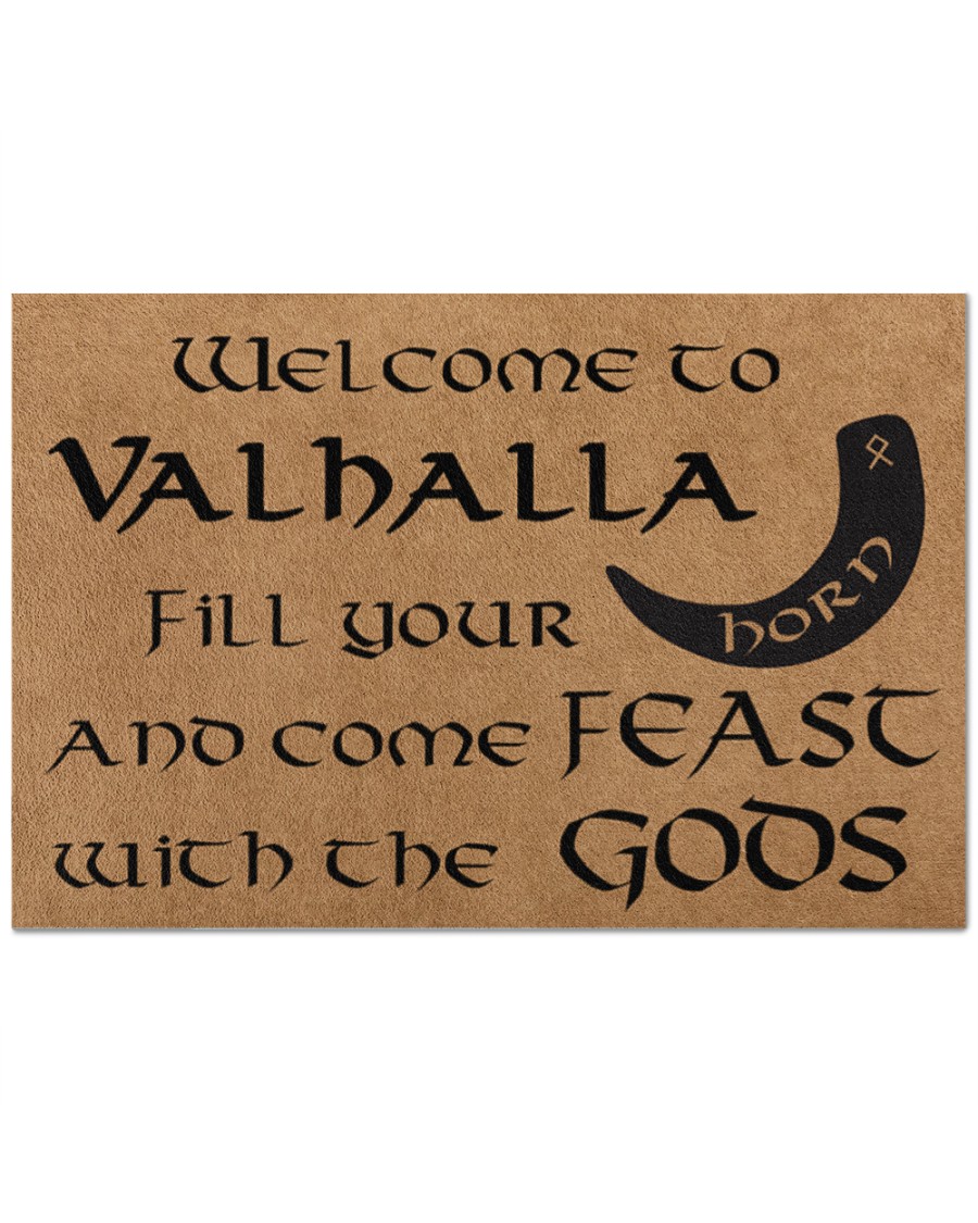 Vikings welcome to valhalla fill your horn doormat