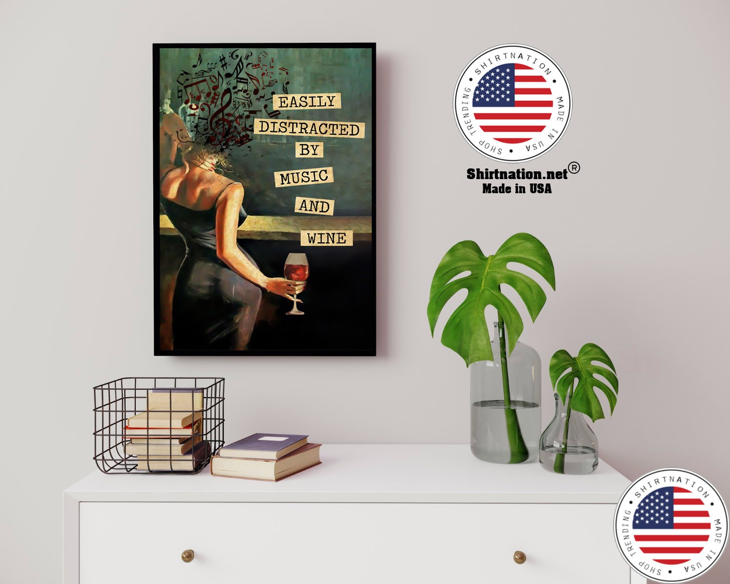 Vintage easily distracted by music and wine poster 14 1