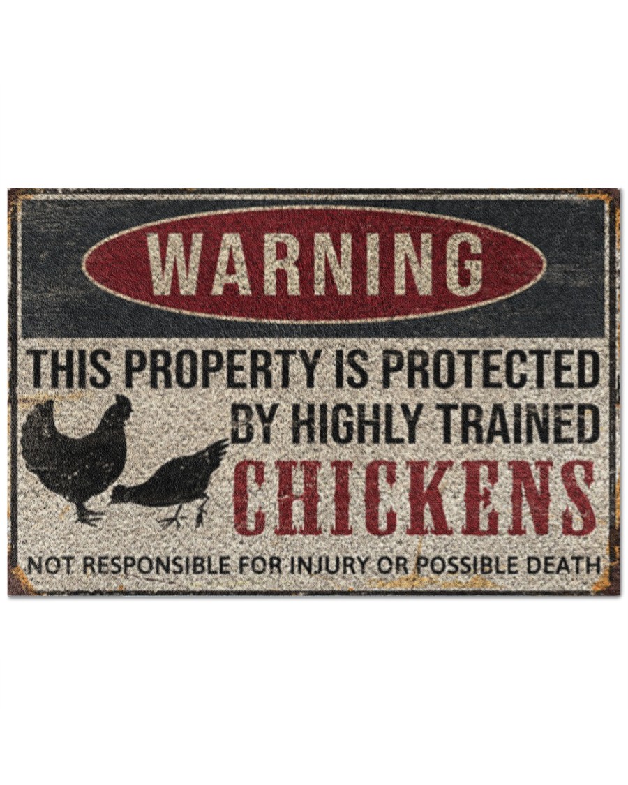 Warning this property is protected by highly trained chickens doormat