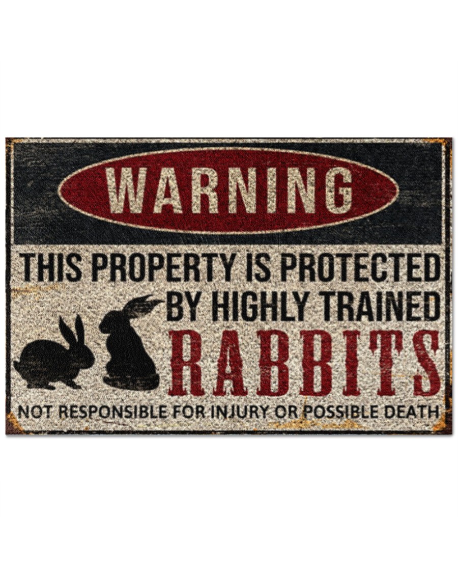 Warning this property is protected by highly trained rabbits doormat