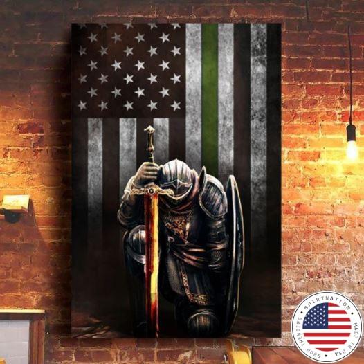 Warrior knight american green line canvas