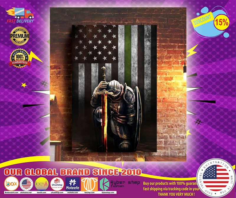 Warrior knight american green line canvas1