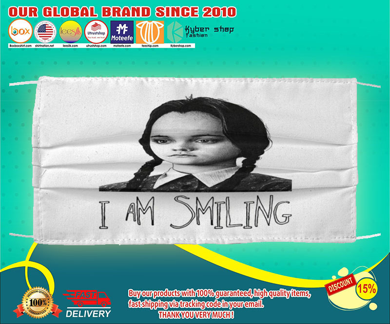 Wednesday Addams I am smiling face mask